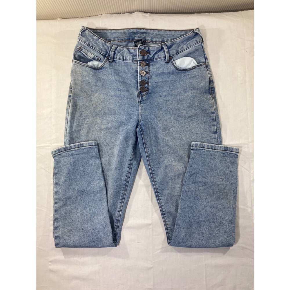 SoundStyle Women Light Wash Acid‎ Wash High Rise Button Fly Jeans Size 6